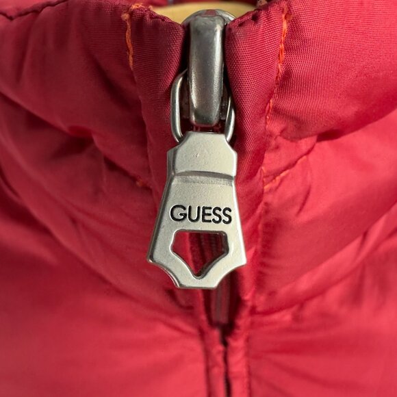 Guess Puffer Down Filled  Jacket Womens M Red Quilted Insulated Double Zip - Picture 4 of 10